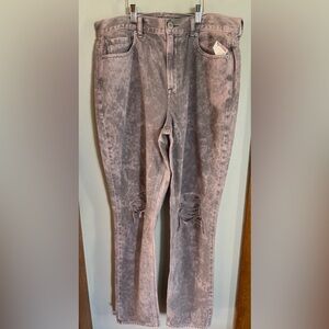 American Eagle Destructed Mom Jeans - pink & gray acid wash style
